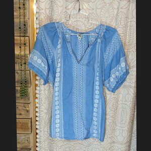 Ivy Jane Peasant Style Blue Raglan Sleeve Top Size M